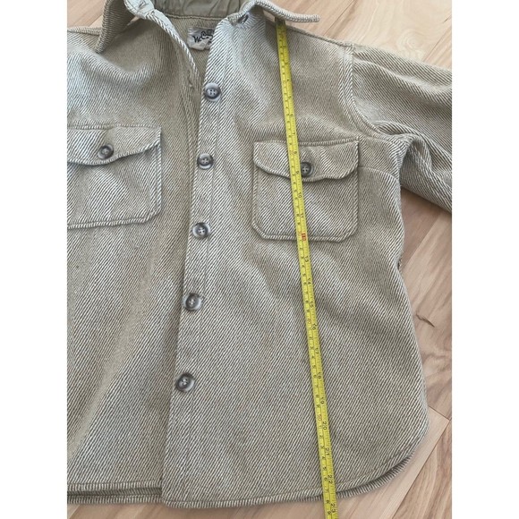 Woolrich Wool Shirt Jacket Thick Flannel Schacket Tan Beige Button Up Vintage L - Picture 9 of 11